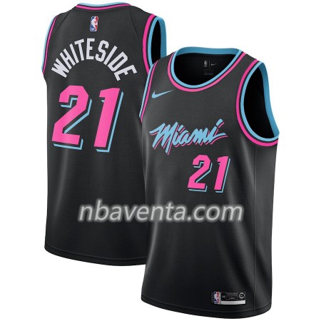 Camiseta Hombre Miami Heat Hassan Whiteside 21 2018-19 Nike City Edition Negro Swingman